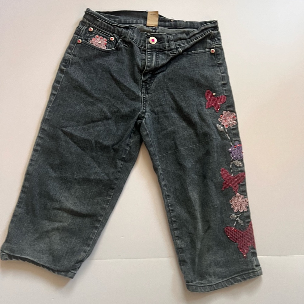 Vintage Y2K Early 2000’s Arizona Jeans Capri Pedal Pusher Denim Butterfly Sz 12